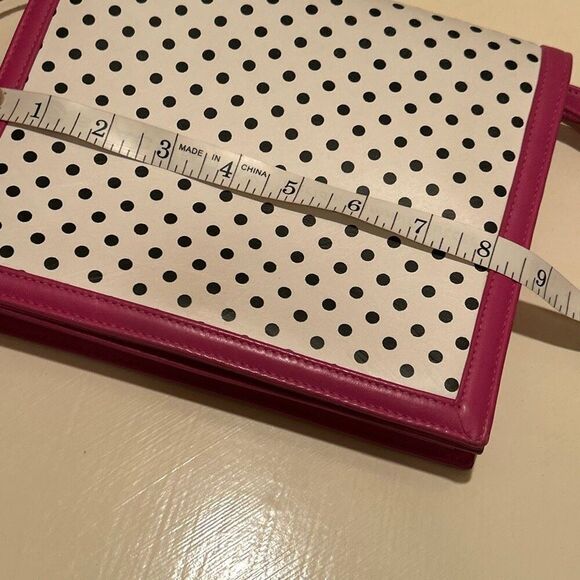 Valentino Garavani Black & White Polka Dot Crossbody Bag Purse Pink Trim Preppy - Picture 11 of 13